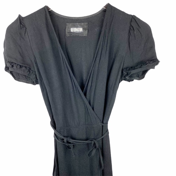 REFORMATION Addy Black Wrap Midi Dress XS - Picture 7 of 11